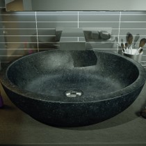 Vasque à poser 45 cm en granit line noir - Nusa