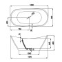 Dimensions baignoire ilot ovale en acrylique 150 cm - Calypso