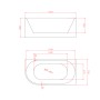 Dimensions baignoire avec angle à droite en acrylique 150 cm - Mel