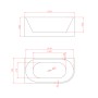 Dimensions baignoire avec angle à gauche en acrylique 150 cm - Mel