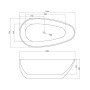 Dimensions baignoire Ariana acrylique ovale 150 cm 