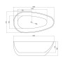 Dimensions baignoire ilot ovale en acrylique 170 cm - Ariana