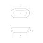 Dimensions baignoire ilot ovale en acrylique 160 cm - Nora